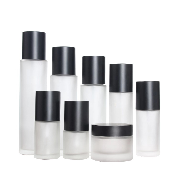 wholesale frosted glass spray bottle/pump bottle/cream jar cosmetics set 20ml 30ml 60ml 80ml 100ml 120ml 30g 50g