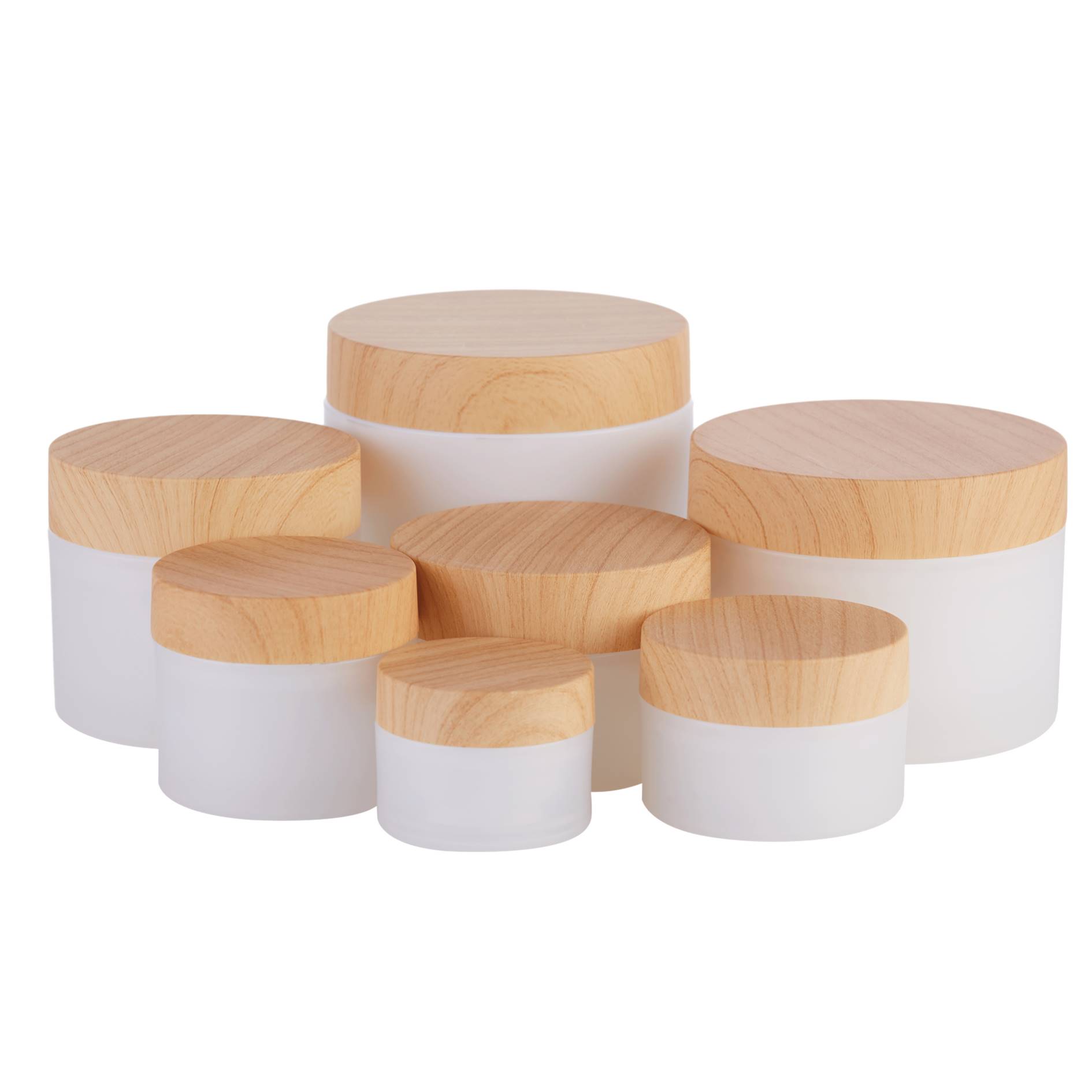 wholesale full range size 200g 250g double wall bamboo printing lid cream plastic jar