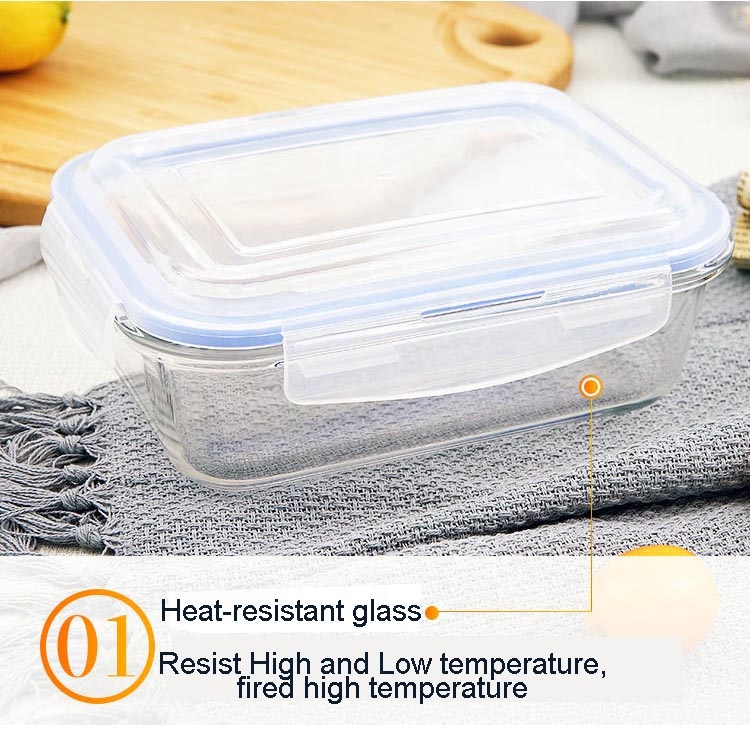 wholesale glass borosilicate food box glass food container lunch box