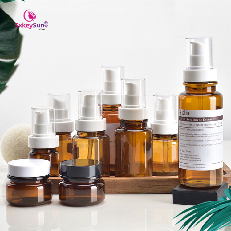 wholesale glass bottle cosmetic jar and bottle, lotion bottle, set makeup cosmetic bottles packaging