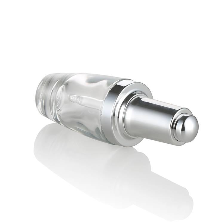 wholesale glass bottles 30ml clear essential oil pippette dropper bottle with silver UV dropper press pump drop