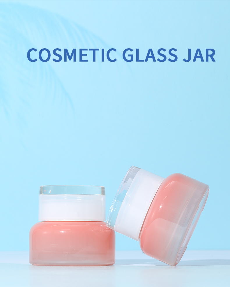 wholesale glass face cream jar pink cosmetic cream jar 50ml packaging for cosmetic glass jar