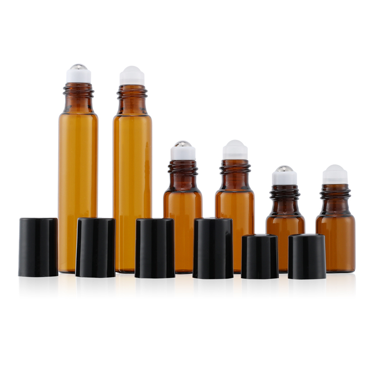 wholesale glass vial 1ml 2ml 3ml 10ml color essential oil perfume glass roll on bottle with roller ball and cap