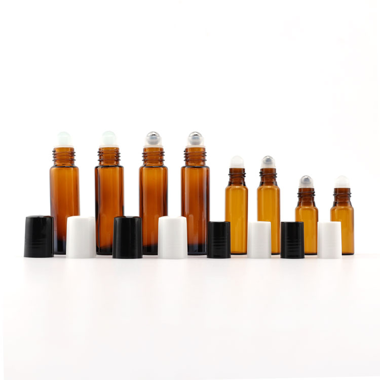 wholesale glass vial 1ml 2ml 3ml 10ml color essential oil perfume glass roll on bottle with roller ball and cap