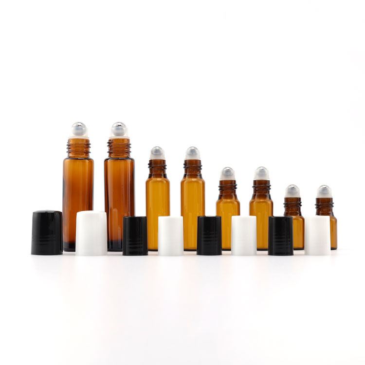 wholesale glass vial 1ml 2ml 3ml 10ml color essential oil perfume glass roll on bottle with roller ball and cap