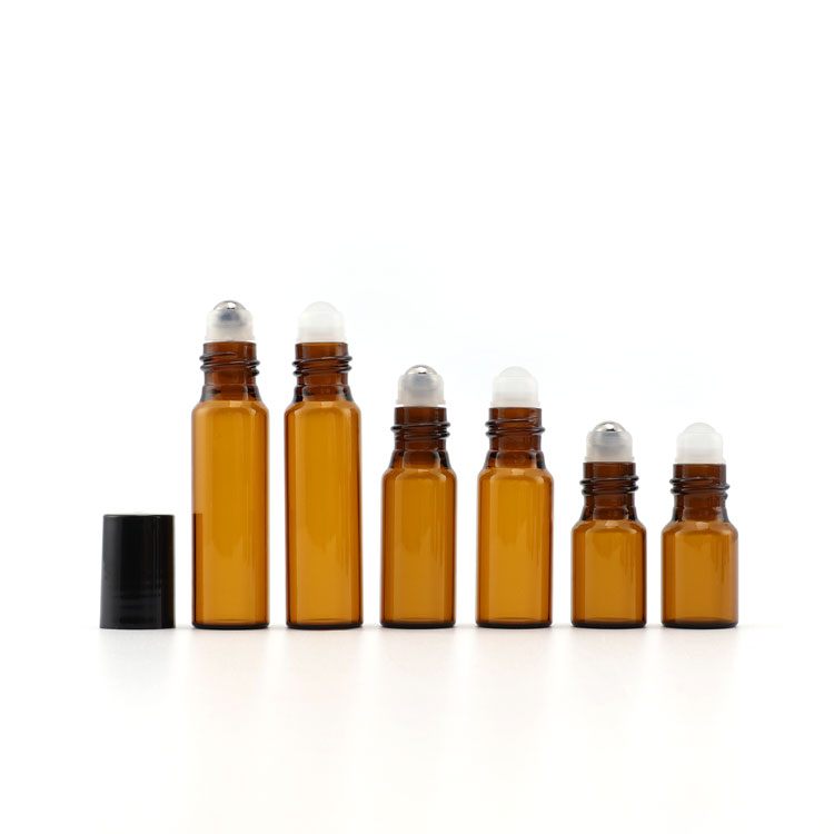 wholesale glass vial 1ml 2ml 3ml 10ml color essential oil perfume glass roll on bottle with roller ball and cap