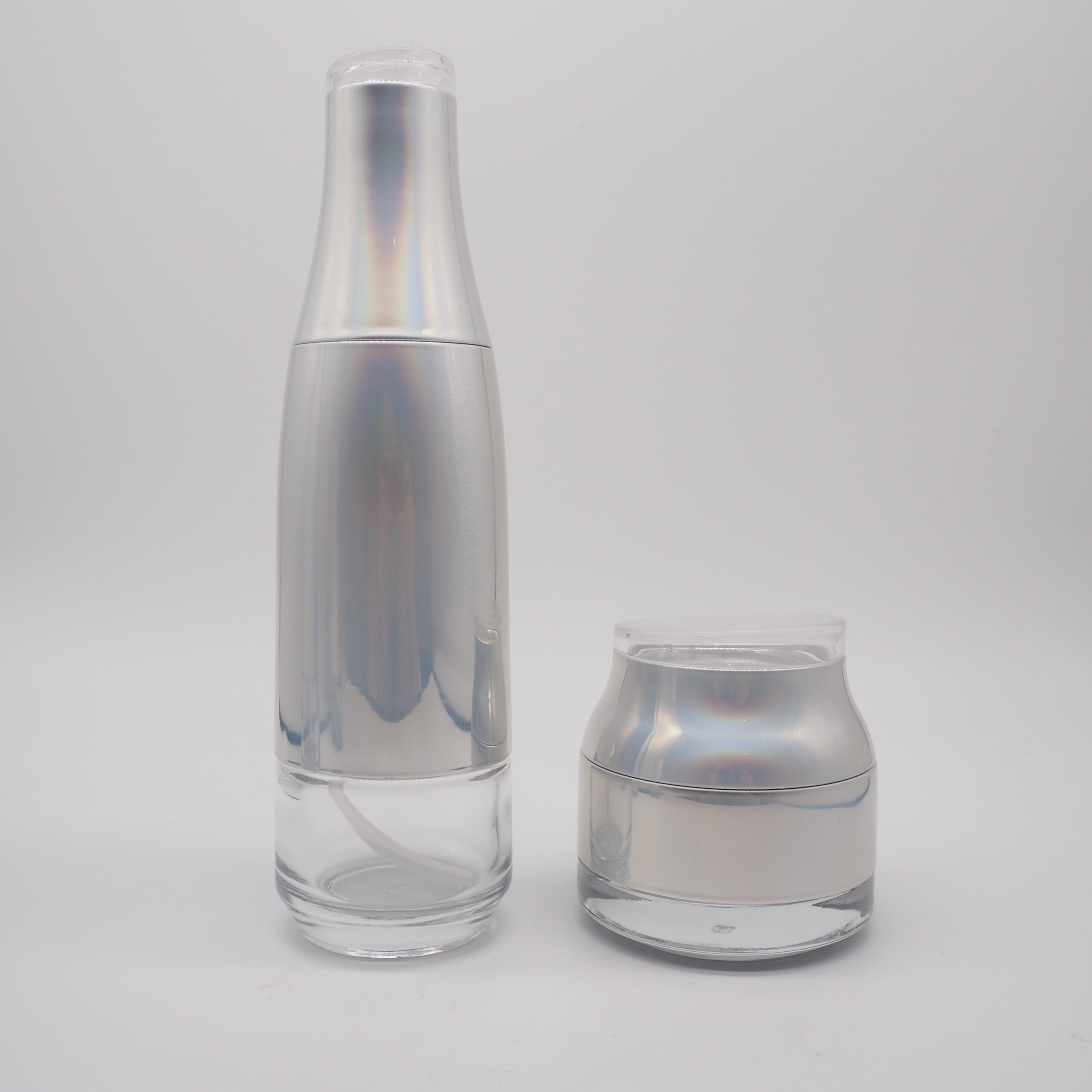 wholesale high grade silver color cheap cosmetic facial empty cream jar glass 50ml containers