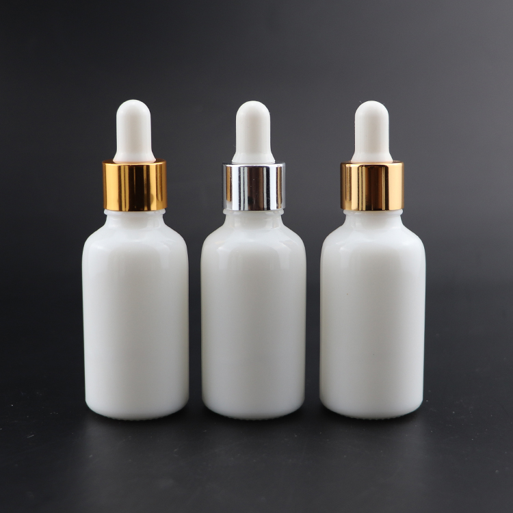 wholesale high quality Essential oil opal white porcelain glass dropper bottle with gold screw cap 10ml 30ml 50ml 100ml