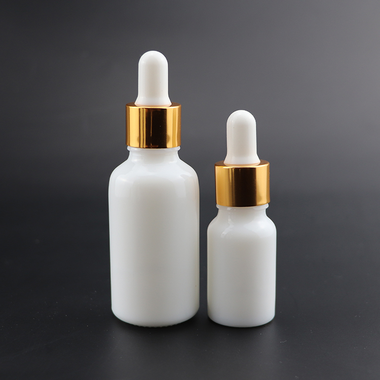 wholesale high quality Essential oil opal white porcelain glass dropper bottle with gold screw cap 10ml 30ml 50ml 100ml
