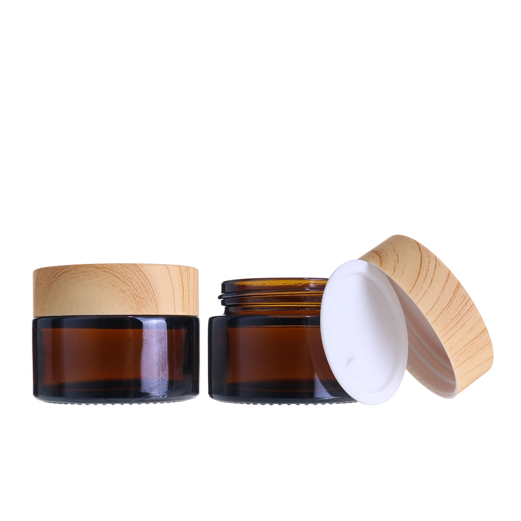 wholesale high quality black amber 30g small round empty cosmetic glass jars for face cream