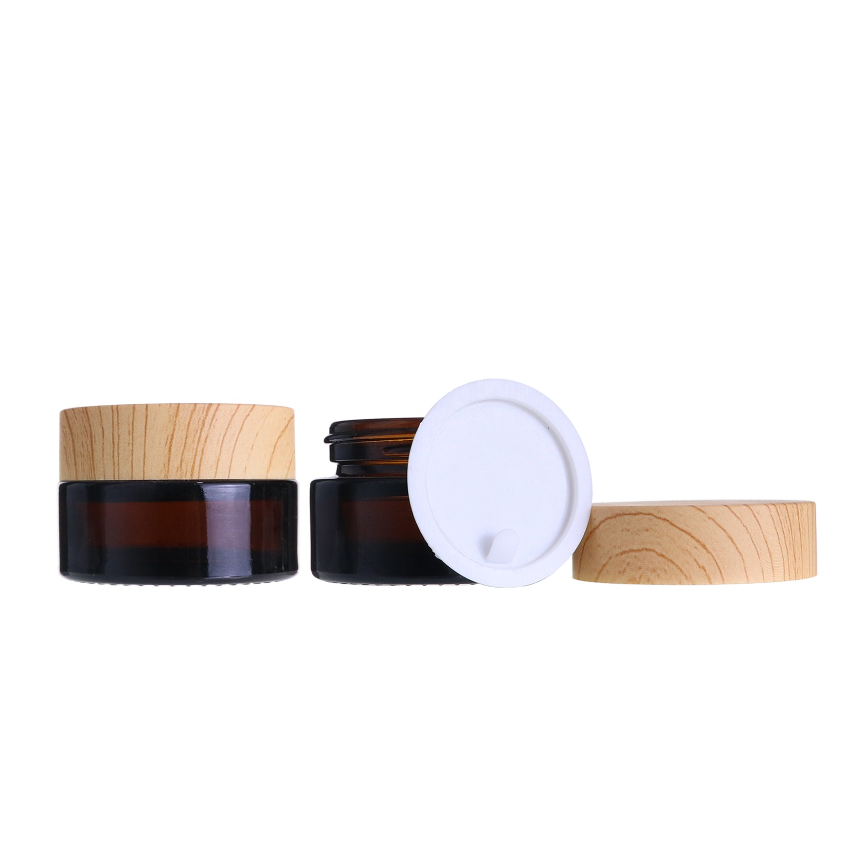 wholesale high quality black amber 30g small round empty cosmetic glass jars for face cream