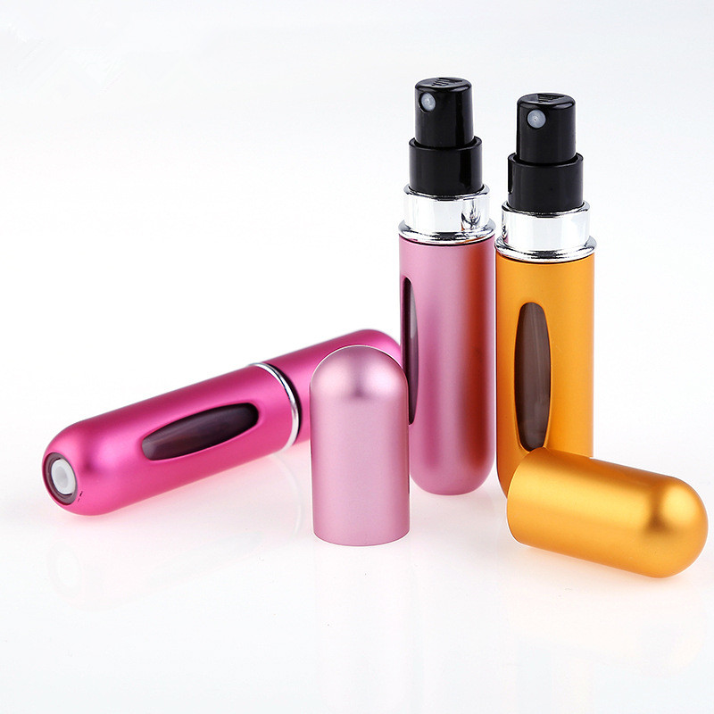 wholesale high quality colorful fashionable refillable empty glass spray 5ml perfume bottles with your custom logo