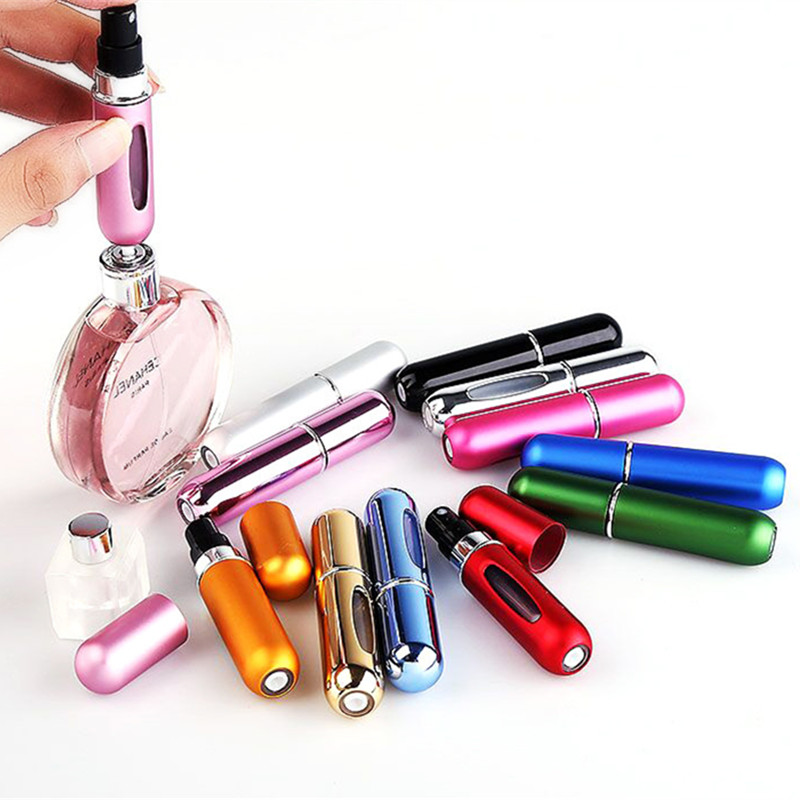 wholesale high quality colorful fashionable refillable empty glass spray 5ml perfume bottles with your custom logo