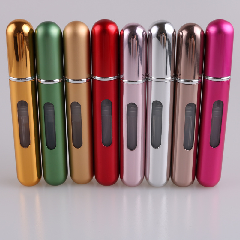wholesale high quality colorful fashionable refillable empty glass spray 5ml perfume bottles with your custom logo