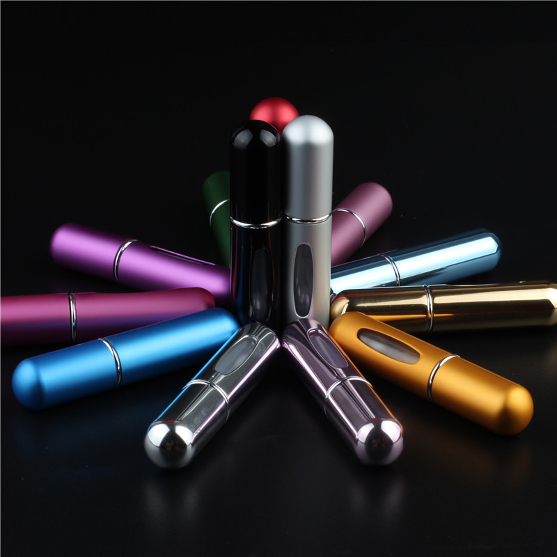 wholesale high quality colorful fashionable refillable empty glass spray 5ml perfume bottles with your custom logo