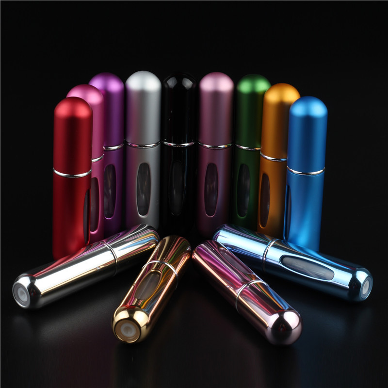 wholesale high quality colorful fashionable refillable empty glass spray 5ml perfume bottles with your custom logo