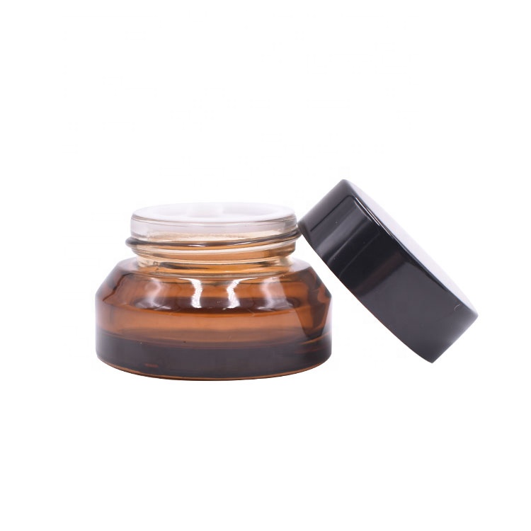 wholesale high quality cream glass jar 50g, cosmetics packing skin beauty fancy amber cream jar 30ml