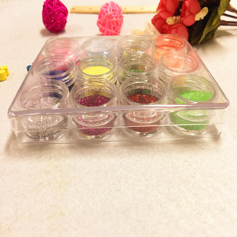 wholesale high quality empty eye shadow jar 2.5g 3g 5g clear nail art plastic container for powder plastic glitter eyeshadow pot