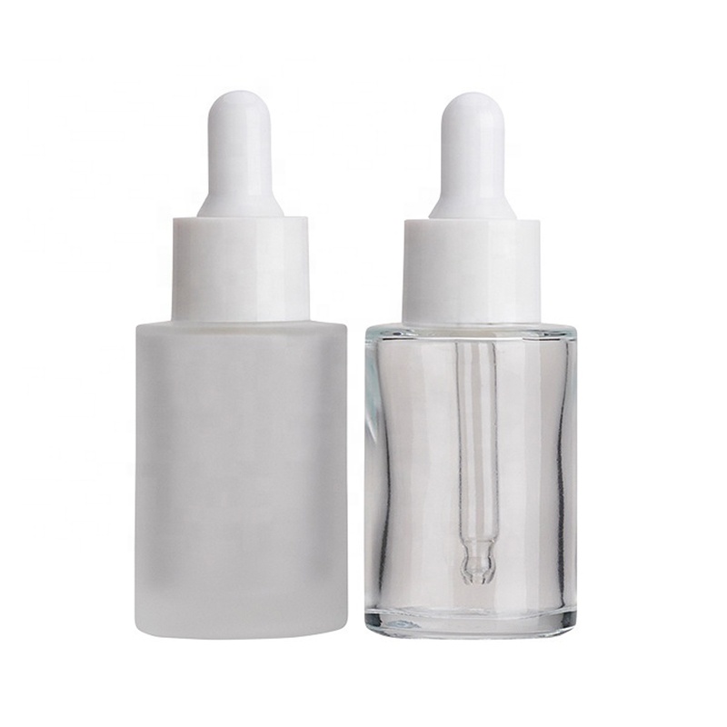wholesale in stock frosted clear 30ml flat shoulder dropper glass bottle custom logo printing low moq