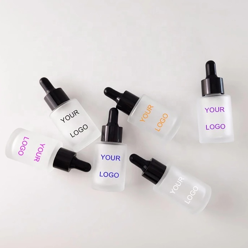 wholesale in stock frosted clear 30ml flat shoulder dropper glass bottle custom logo printing low moq