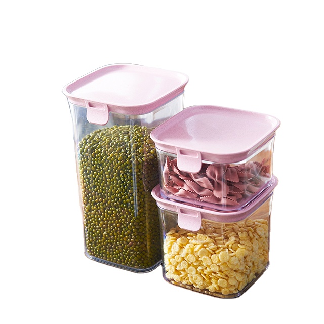 wholesale kitchen candy bottles Airtight cereal Canister Storage Jar container set for beans oatmeal Dry Food Snack Dried Fruit