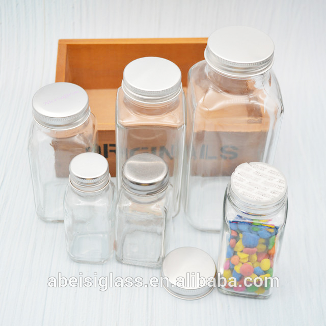 wholesale kitchen canisters condiment 60ml 80ml 120ml 180ml 240ml 480ml square glass square spice packaging jar