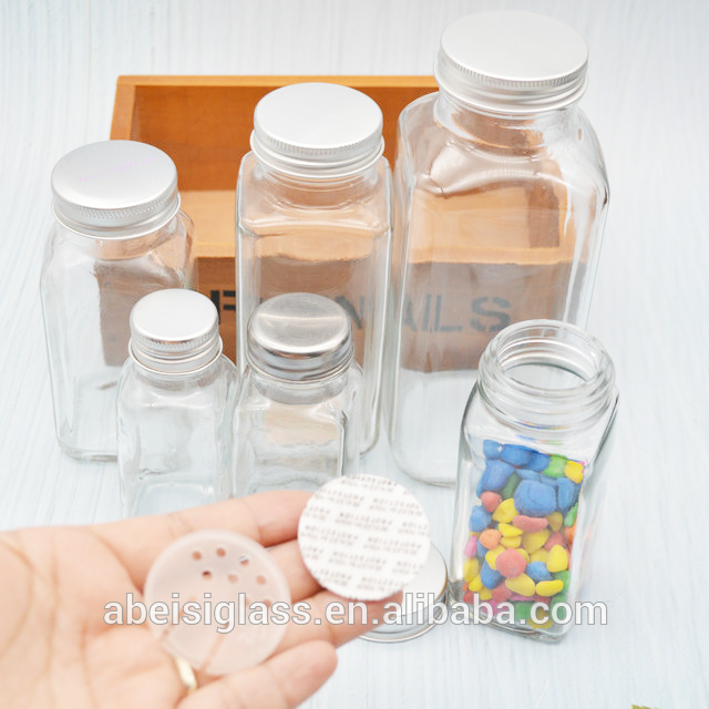 wholesale kitchen canisters condiment 60ml 80ml 120ml 180ml 240ml 480ml square glass square spice packaging jar