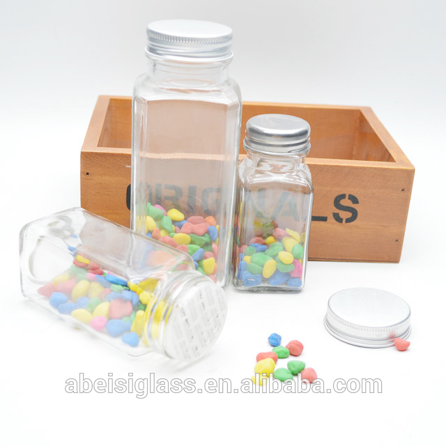 wholesale kitchen storage 2oz 2.5oz 3.5oz 4oz 6oz 8oz 16oz square glass spice jar
