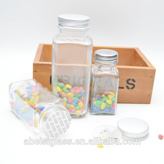 wholesale kitchen storage 2oz 2.5oz 3.5oz 4oz 6oz 8oz 16oz square glass spice jar