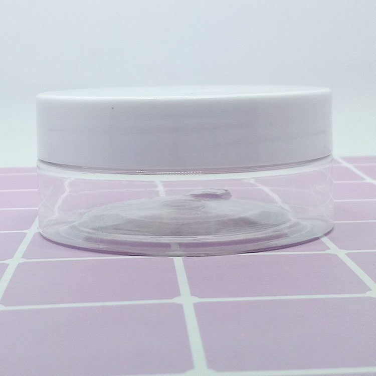 wholesale l 50ml 60ml 80ml 100ml 150ml 200ml clear PET plastic jar with white plastic lids for cream packaging
