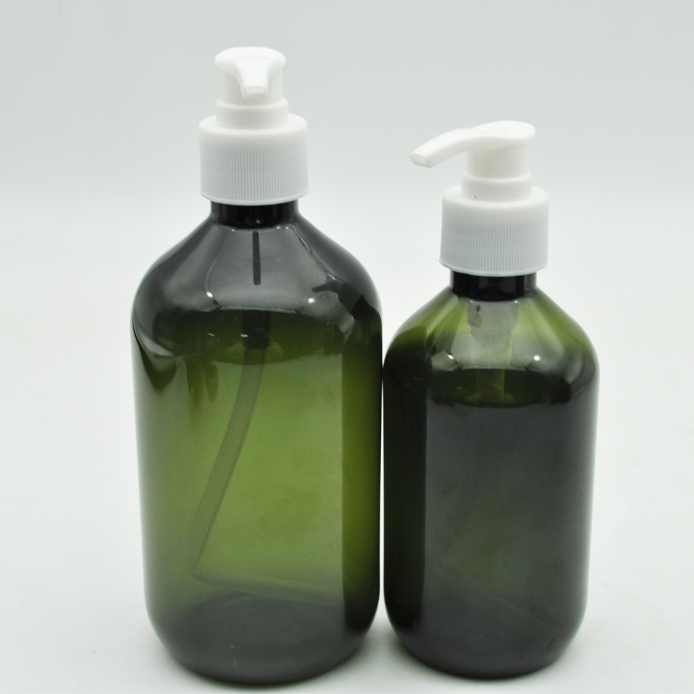 wholesale large size 300ml 500ml cosmetic container packaging plastic pet shampoo bottle with black pump cap