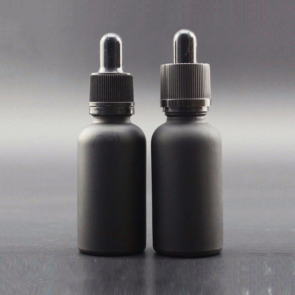 wholesale low price Matte Frosted Black Beard Oil Glass Dropper perfume Bottle 50ml 30ml