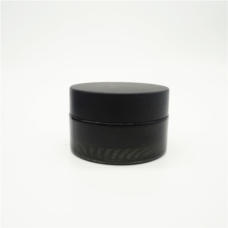 wholesale luxury black colored skincare empty round shape 50ml 30ml custom men cream glass jar