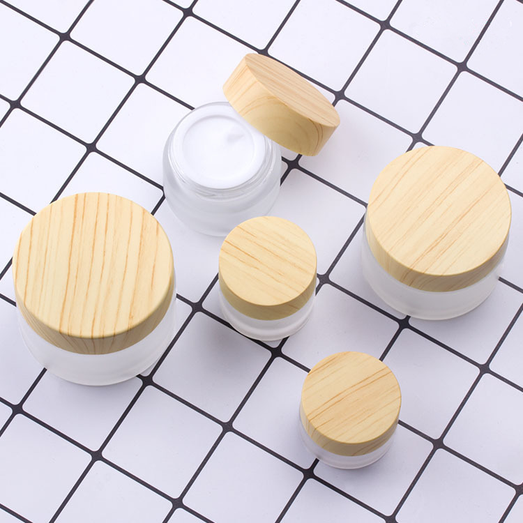 wholesale luxury cosmetic jars empty bamboo lid 1oz 2oz 4oz 6oz 8oz 50ml