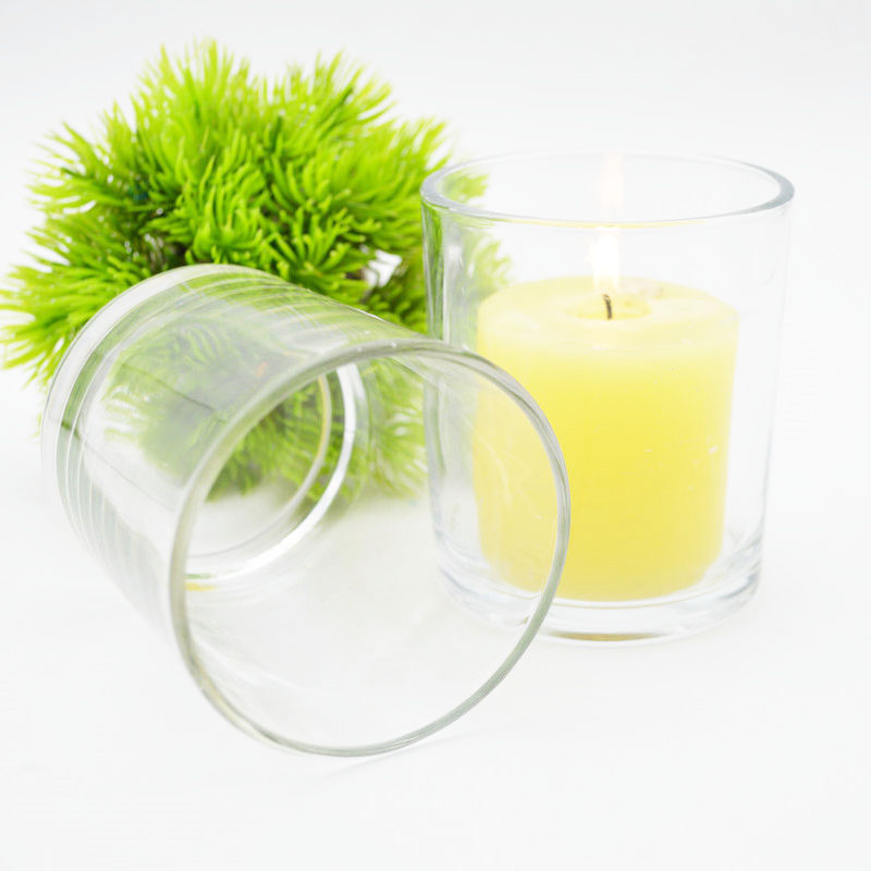 wholesale luxury custom empty clear candle holder round glass candle jars in bulk