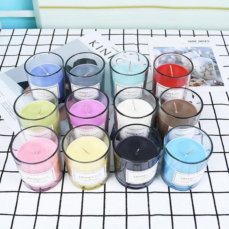 wholesale luxury custom empty matte black candle holder metal frosted glass candle jars with wooden lids in bulk