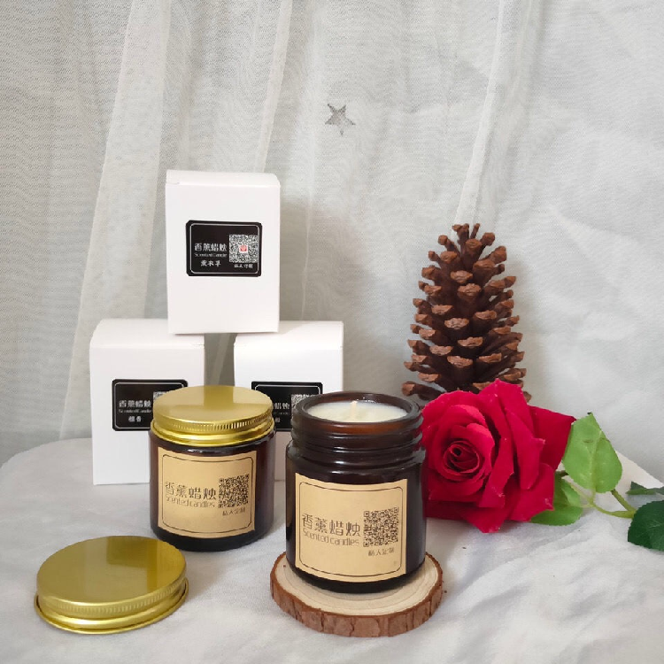 wholesale luxury custom empty matte black candle holder metal frosted glass candle jars with wooden lids in bulk