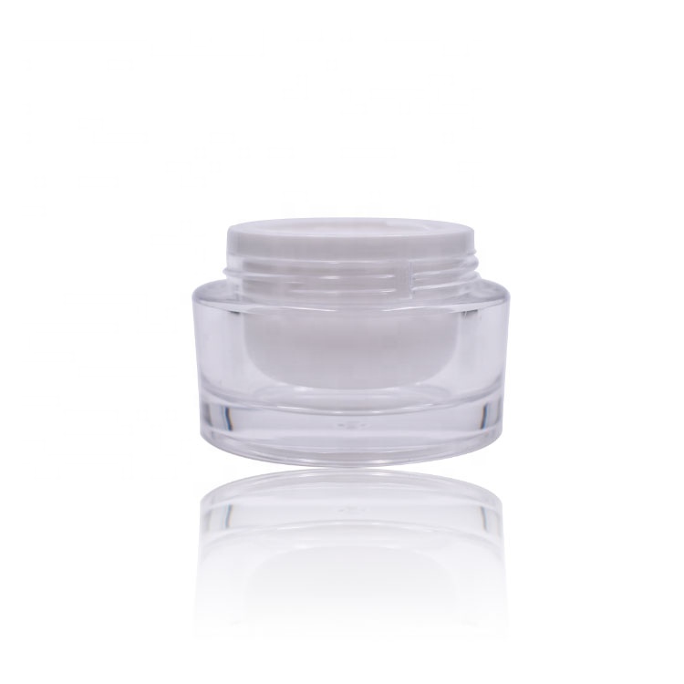 wholesale luxury round double wall container, cosmetics cream 15g 30g 50g acrylic jar with bamboo lid