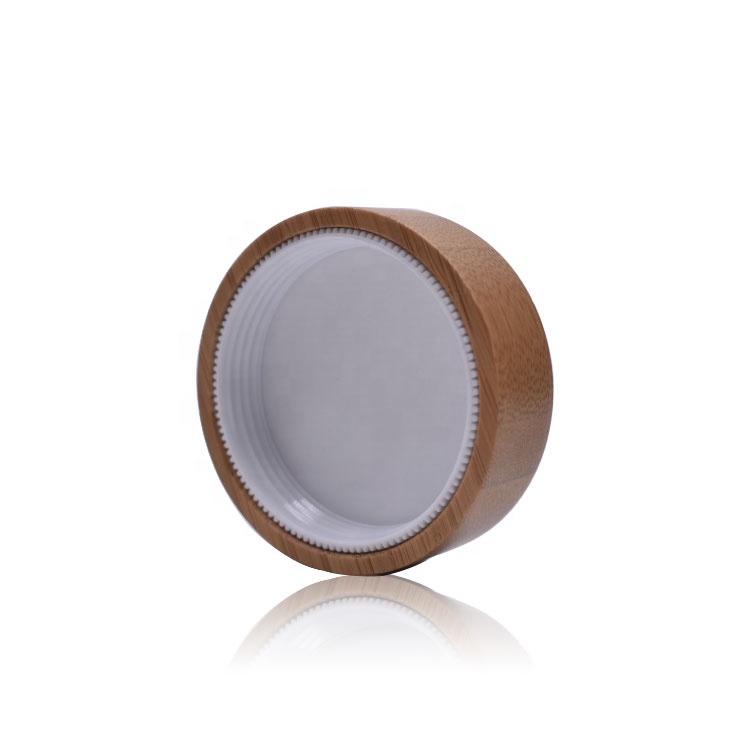 wholesale luxury round double wall container, cosmetics cream 15g 30g 50g acrylic jar with bamboo lid