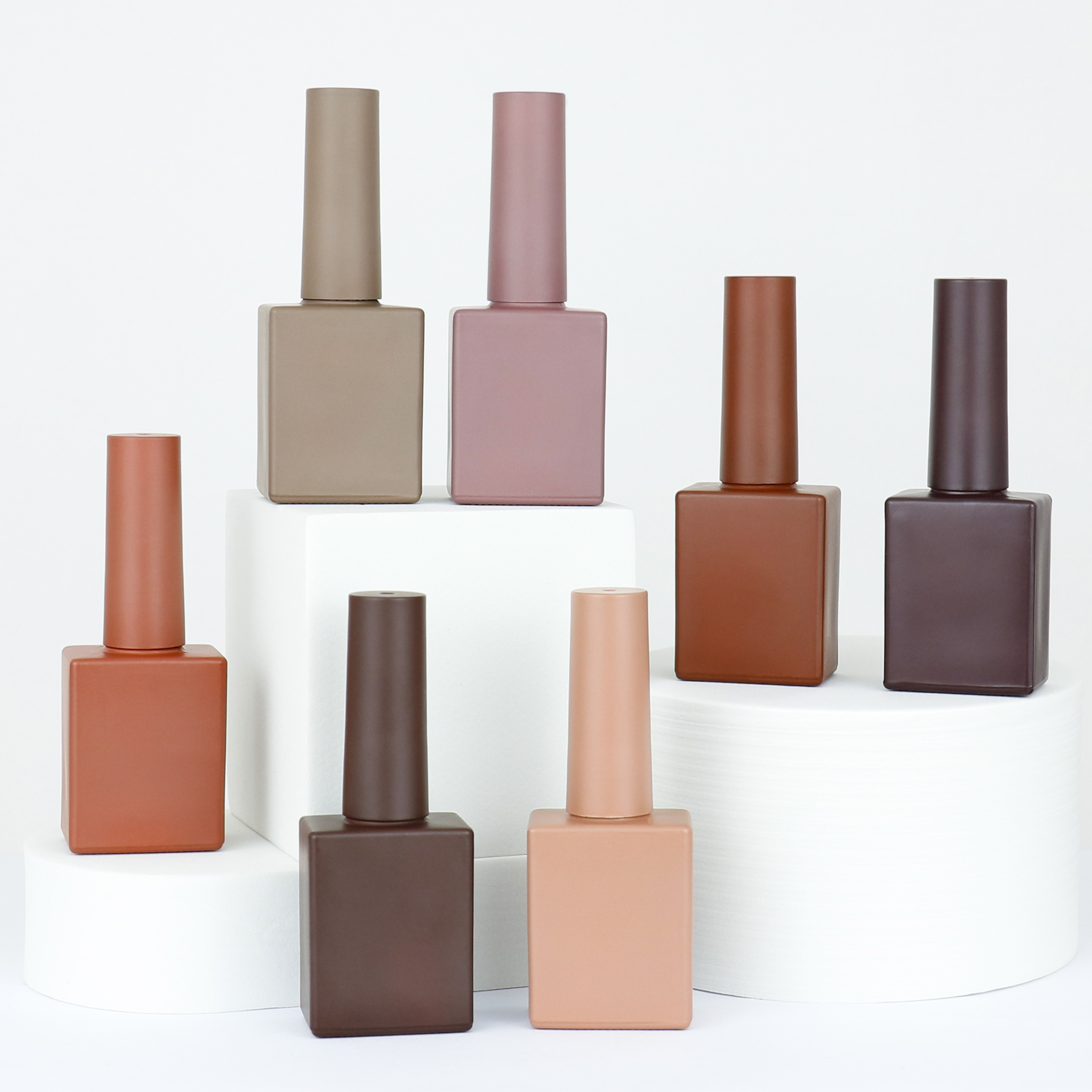 wholesale manufacture OEM custom 10ml 12ml orange Nude square empty glass nail polish bottle for nail polish with cap and brush