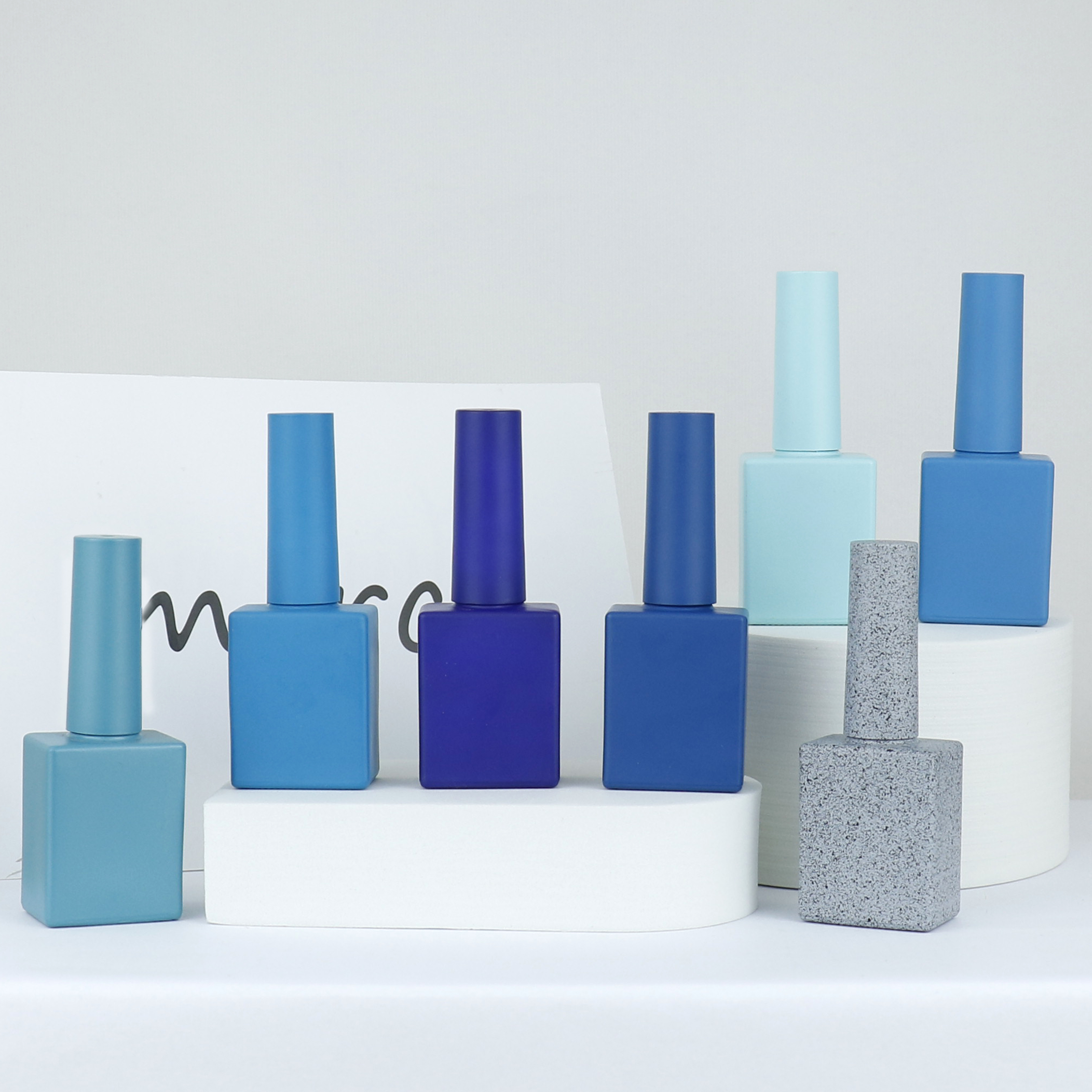 wholesale manufacture OEM custom 10ml 12ml orange Nude square empty glass nail polish bottle for nail polish with cap and brush