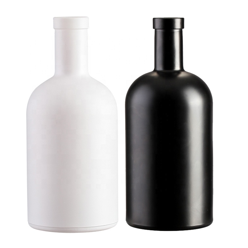 wholesale matte black gin bottle 100ml 200ml 375ml 500ml 1000ml 750ml glass bottle cork gin bottles engraved