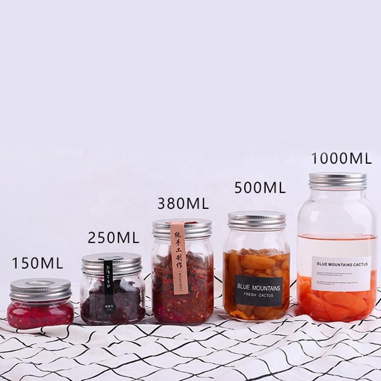 wholesale new products 100ml 4oz 150ml airtight glass wide mouth jar with tinplate lids for kitchen food bath salt DIY container
