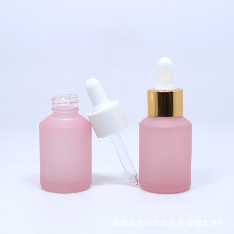 wholesale new type serum 30ml pink glass dropper bottle for essential oil