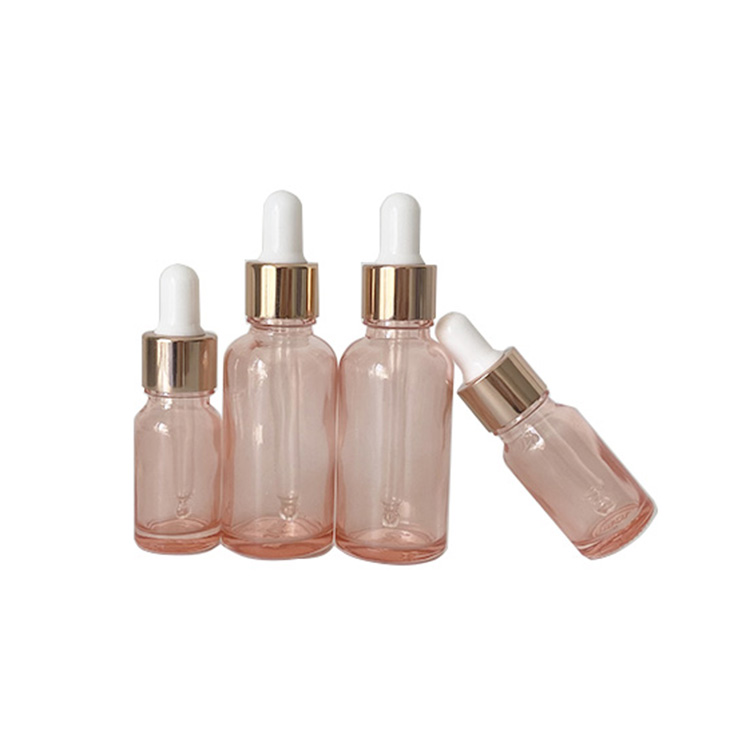 wholesale new type serum 30ml pink glass dropper bottle for essential oil