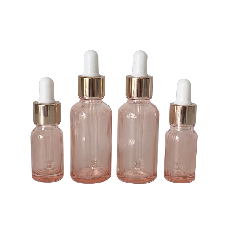 wholesale new type serum 30ml pink glass dropper bottle for essential oil