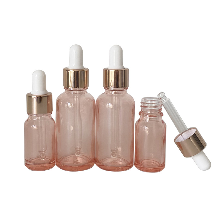 wholesale new type serum 30ml pink glass dropper bottle for essential oil