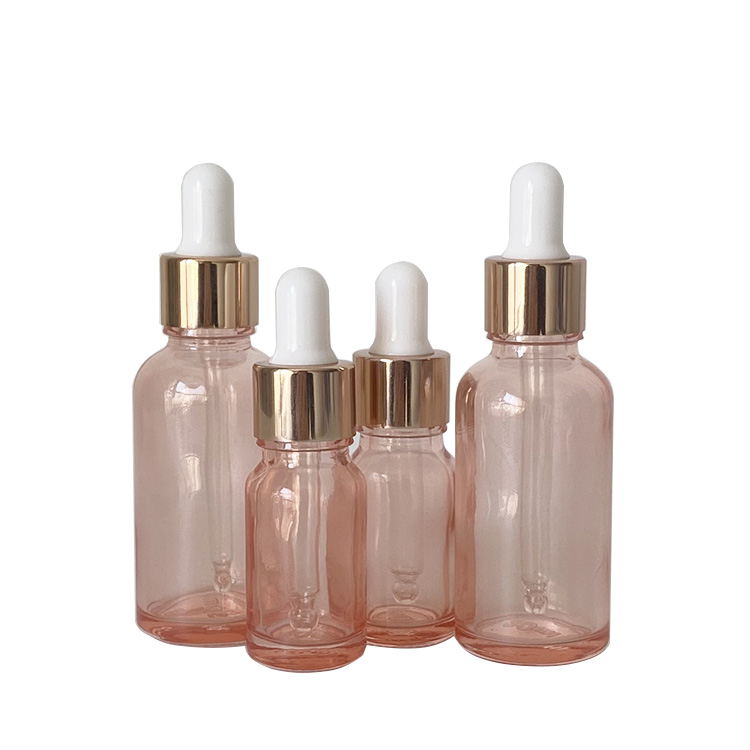 wholesale new type serum 30ml pink glass dropper bottle for essential oil