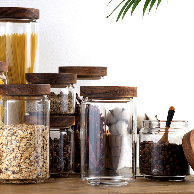 wholesale packaging large round spices storage glass containers jar