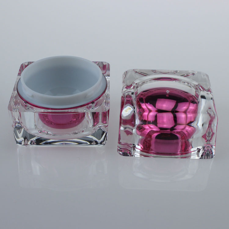 wholesale plastic 30G pink square shape cream jar,1 ounce square acrylic Cosmetic Jar, 30 g Cosmetic Packaging wholesale